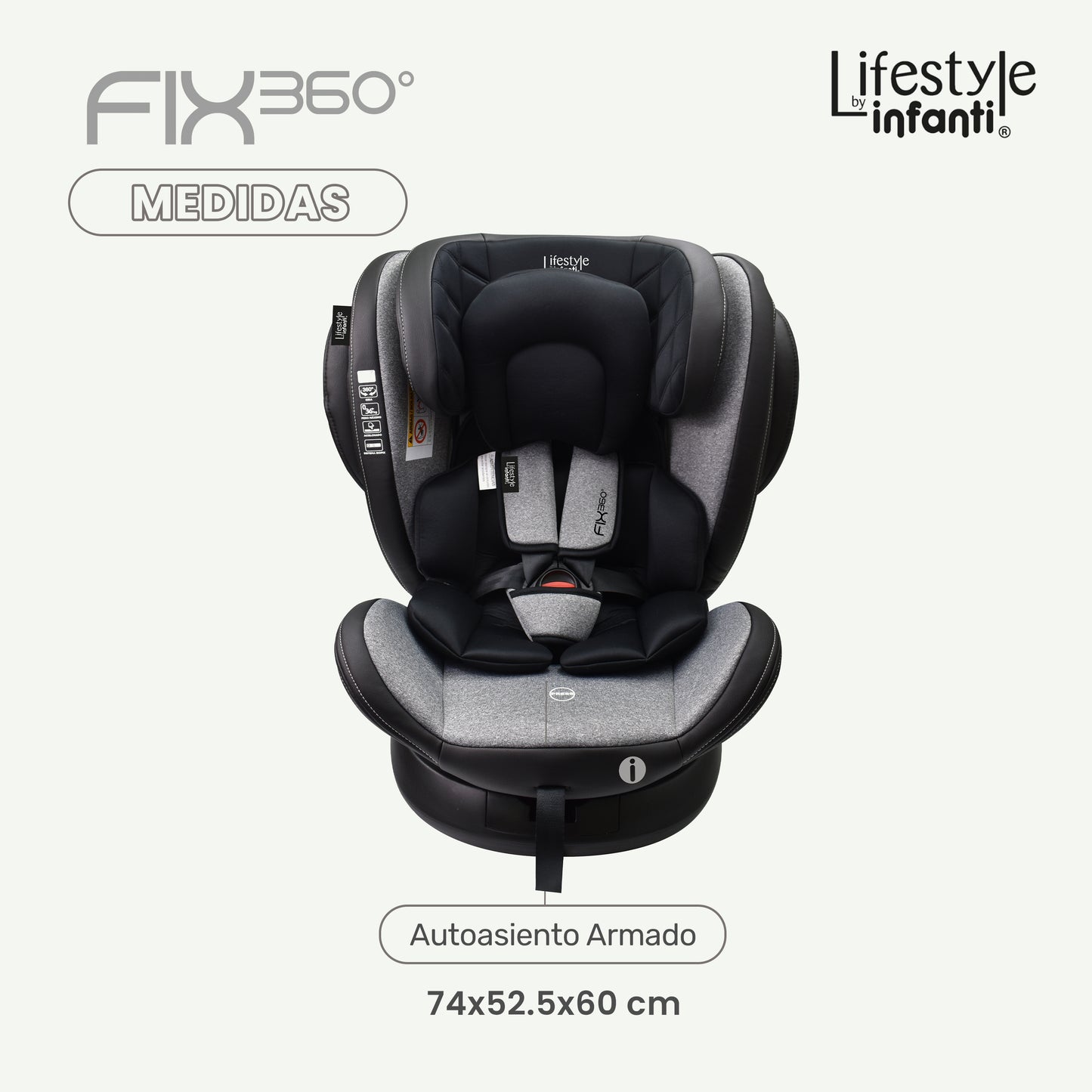 Autoasiento Para Bebé Fix 360° Negro Lifestyle By Infanti