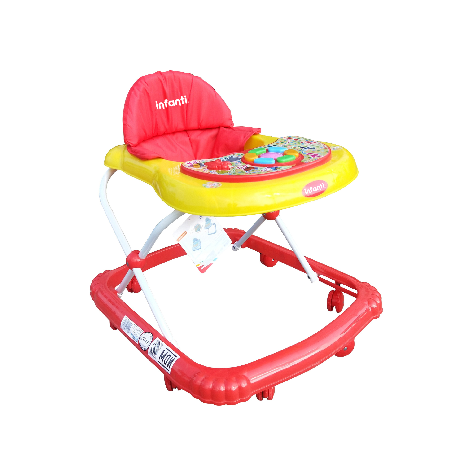 Andadera Andy Musical Plegable Estructura Metal Con Protecciones Plásticas y Tablero Interactivo