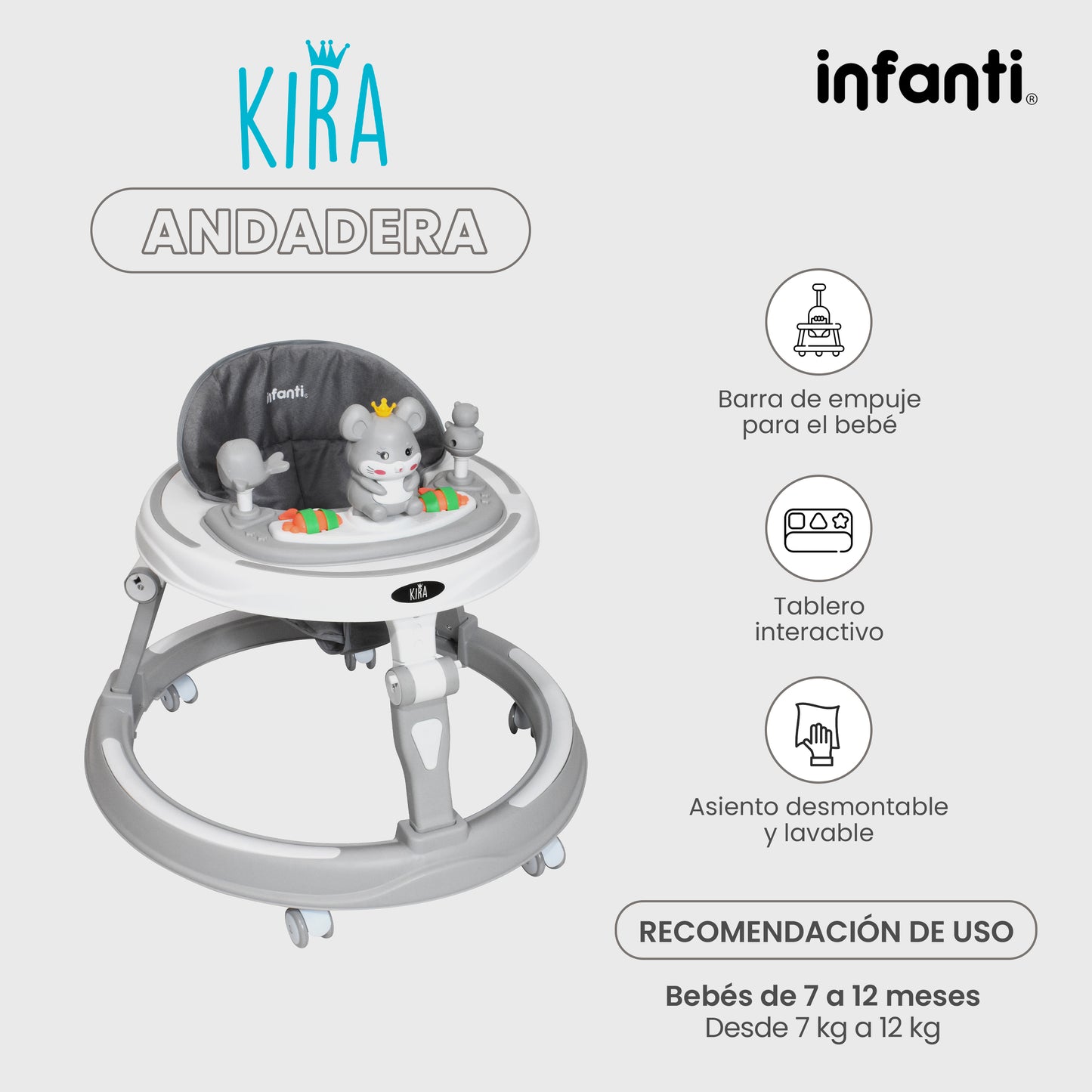 Andadera Kira Infanti Musical con Luces