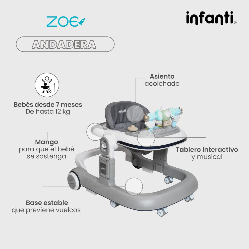 Combo Infanti Carriola Travel System, Andadera 2 en 1 y Silla Alta Para Bebé