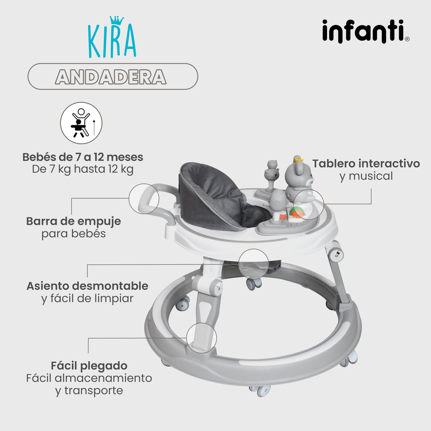 Andadera Kira Infanti Musical con Luces
