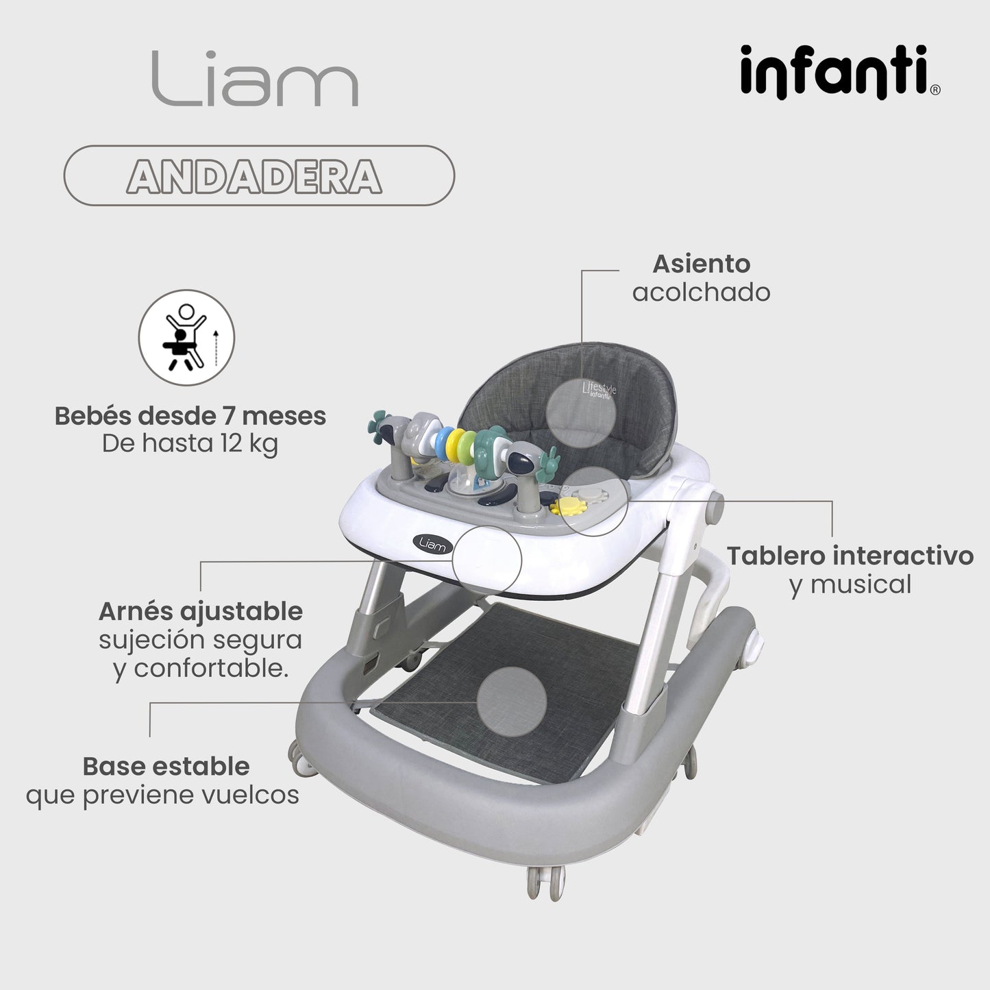 Andadera Para Bebé 3 En 1 Liam Lifestyle By Infanti