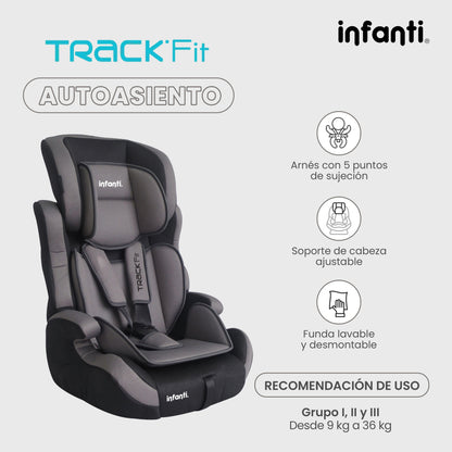 Autoasiento Infanti Track Fit Booster Grupo 1, 2 y 3 Anclaje Universal