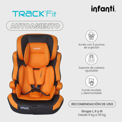 Autoasiento Infanti Track Fit Booster Grupo 1, 2 y 3 Anclaje Universal