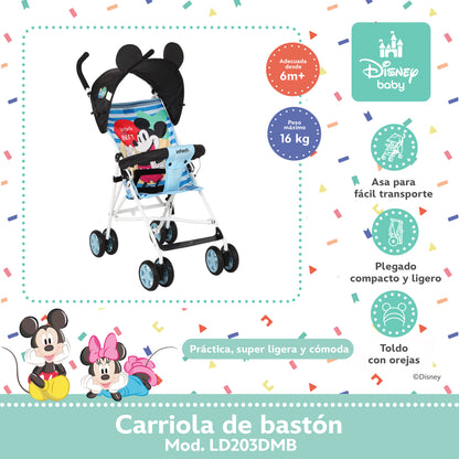 Carriola Bastón Disney Estructura De Acero Plegable Barra De Empuje Con Descansapies