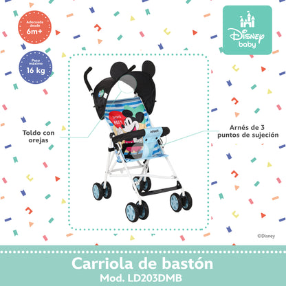 Carriola Bastón Disney Estructura De Acero Plegable Barra De Empuje Con Descansapies