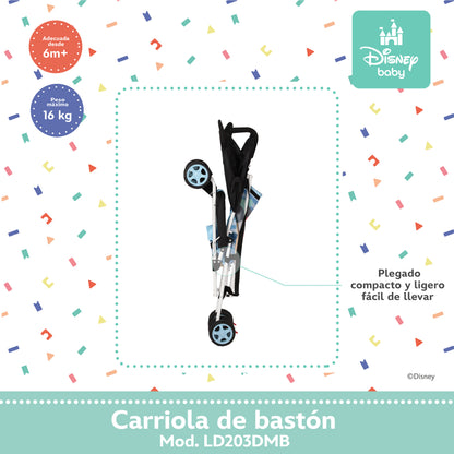 Carriola Bastón Disney Estructura De Acero Plegable Barra De Empuje Con Descansapies