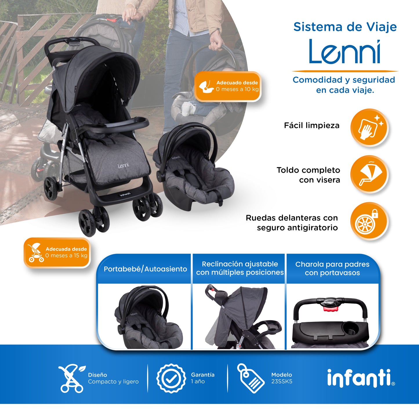 Stroller With Travel System And Tray