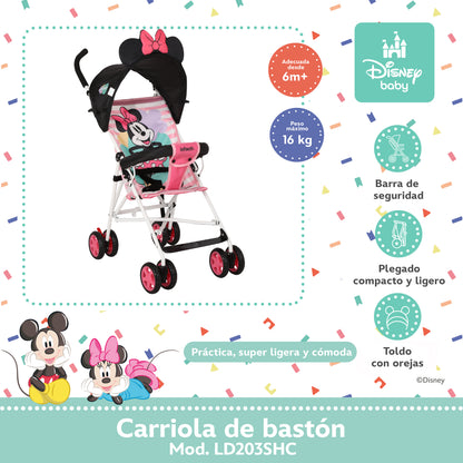 Carriola Bastón Disney Estructura De Acero Plegable Barra De Empuje Con Descansapies