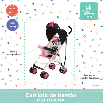 Carriola Bastón Disney Estructura De Acero Plegable Barra De Empuje Con Descansapies
