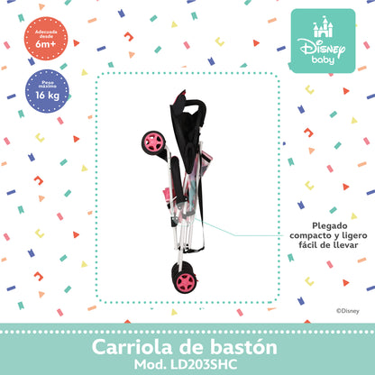 Carriola Bastón Disney Estructura De Acero Plegable Barra De Empuje Con Descansapies