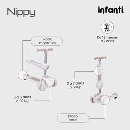Patín - Montable 4 En 1 Infanti Nippy Con Barra De Seguridad
