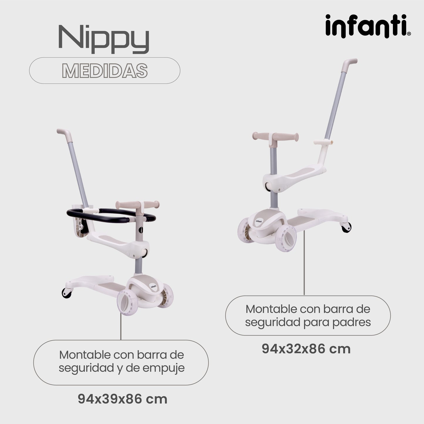 Patín - Montable 4 En 1 Infanti Nippy Con Barra De Seguridad