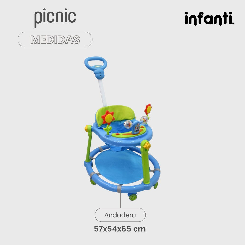 Andadera Plegable Para Bebé Con Barra De Empuje