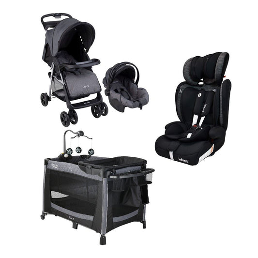 Combo Infanti Carriola Travel System, Cuna De Viaje De Lujo y  Autoasiento Convertible a Booster