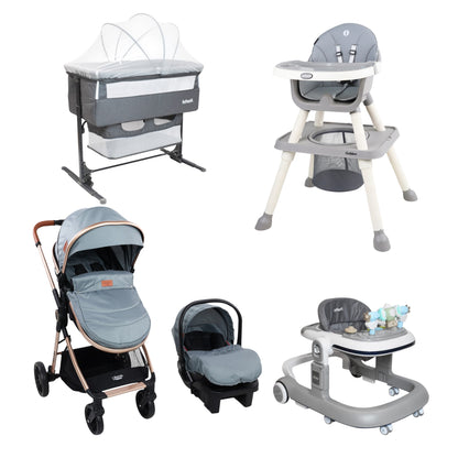 Combo Infanti Carriola Travel System, Cuna Colecho,  Andadera 2 en 1 y Silla Alta Para Bebé
