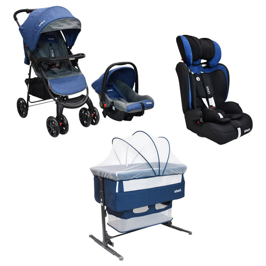 Combo Infanti Carriola Travel System, Cuna Colecho y Autoasiento Convertible a  Booster