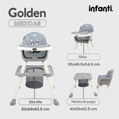 Silla Alta Infanti 6 en 1 Golden Multifuncional Con Charola Y Mesa De Actividades