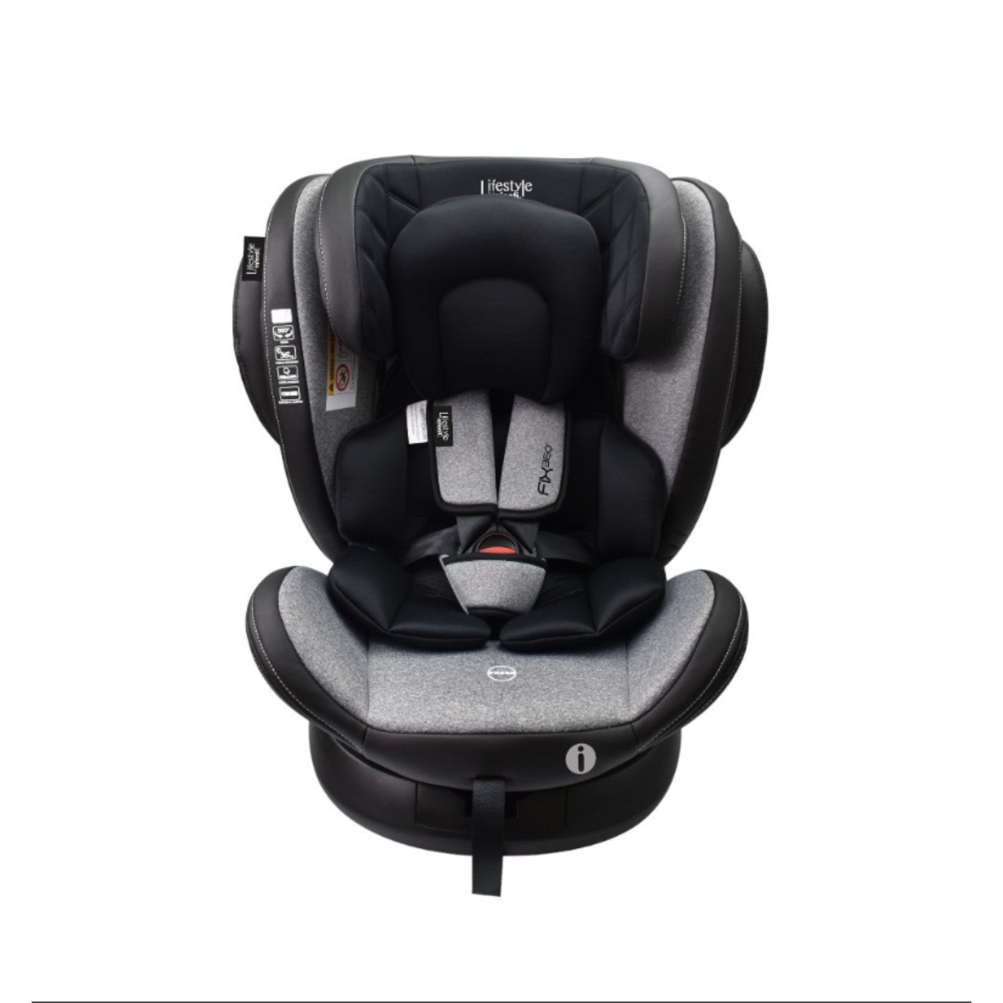 Autoasiento Fix 360° Negro Con Sistema De Instalación ISOFIX y Arnes De 5 Puntos