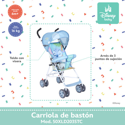 Carriola De Bastón Stitch Disney Ligera Con Cinturón De Seguridad Plegable
