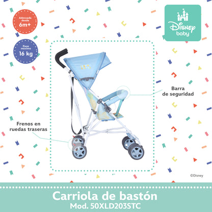 Carriola De Bastón Stitch Disney Ligera Con Cinturón De Seguridad Plegable