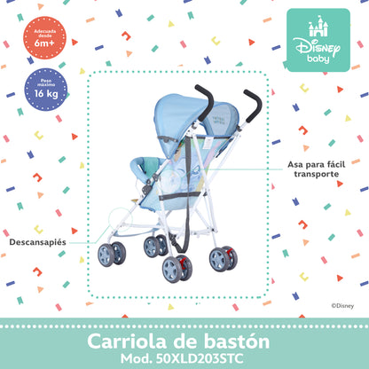 Carriola De Bastón Stitch Disney Ligera Con Cinturón De Seguridad Plegable