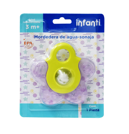 Mordedera Rellena de Agua Con Sonaja, Estrella, Libre BPA, Libre PVC, Infanti