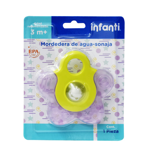 Mordedera Rellena de Agua Con Sonaja, Estrella, Libre BPA, Libre PVC, Infanti