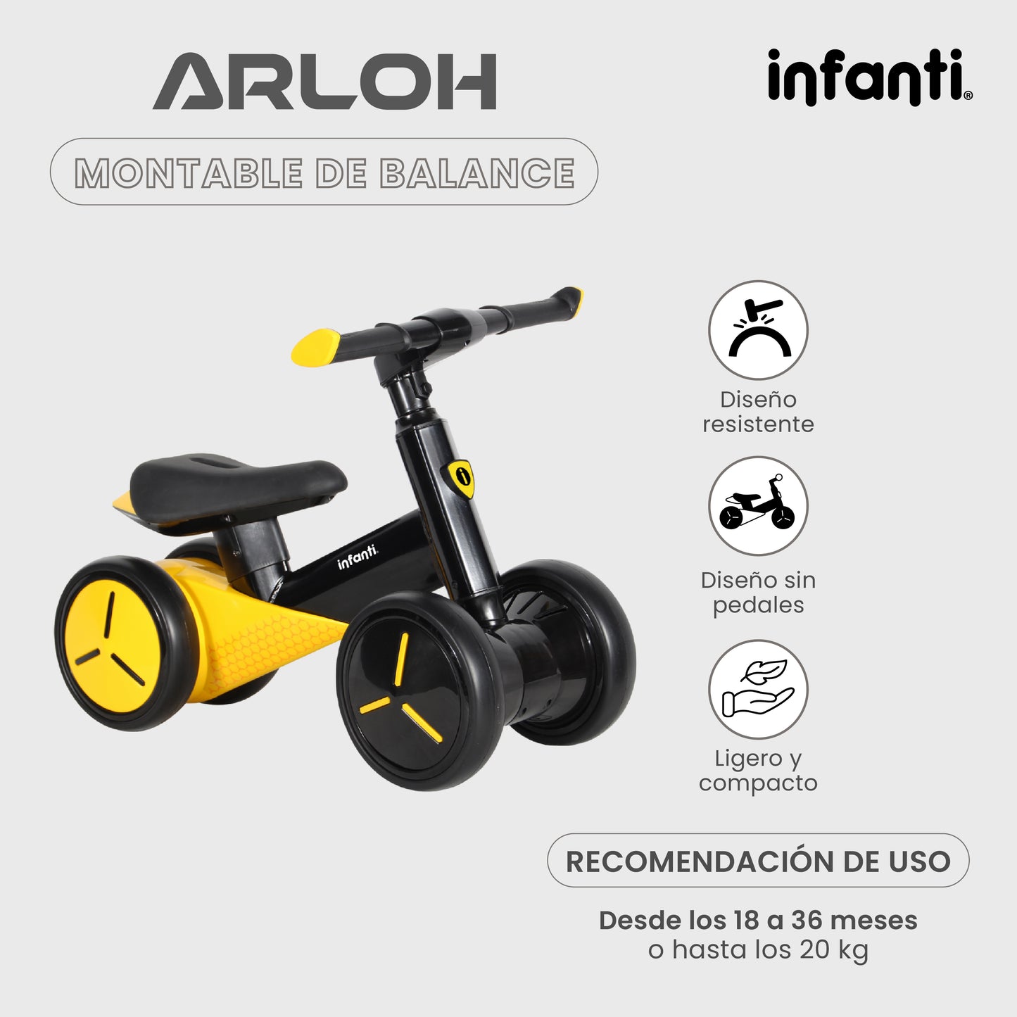 Bicicleta Montable De Balance Arloh Para Bebe Entrenador Sin Pedales