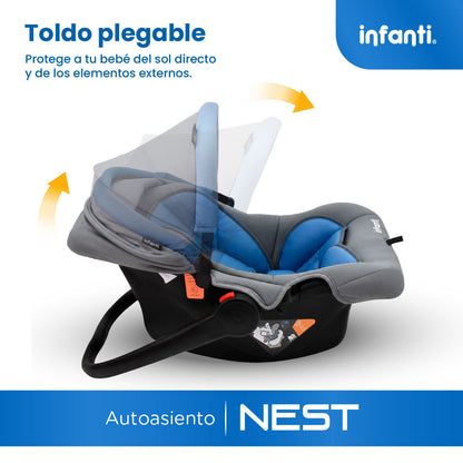 Autoasiento Portabebé Nest  Con Anclaje Universal y Soporte Acolchado