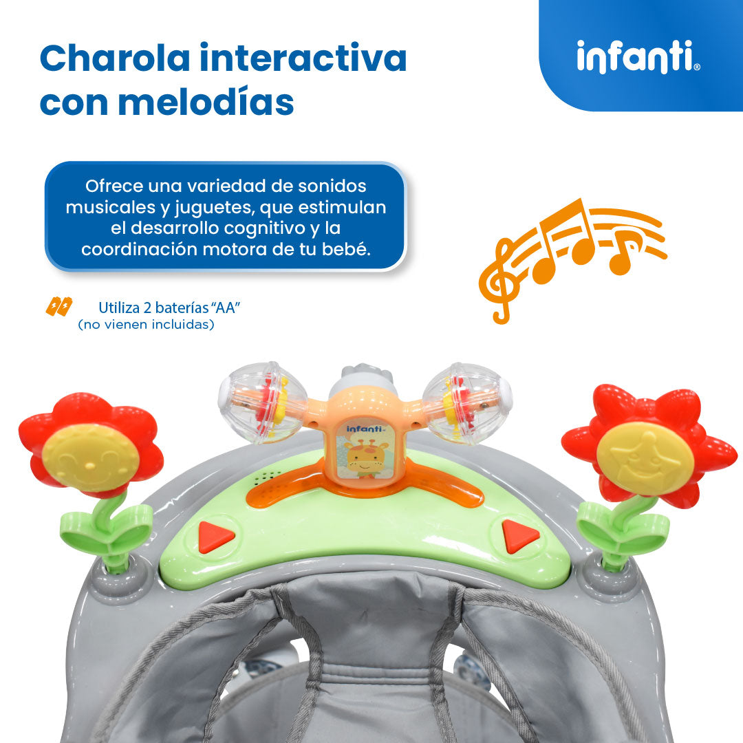 Andadera Picnic Con Tablero Interactivo Barra De Empuje y Altura Ajustable En 2 Posiciones, Infanti