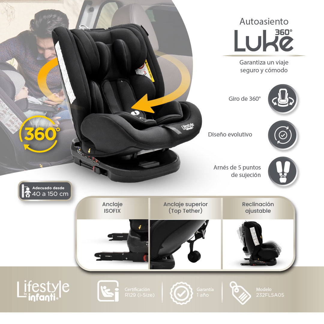 Car Seat With 360° Base Group 0, 1, 2 ISOFIX Anchorage