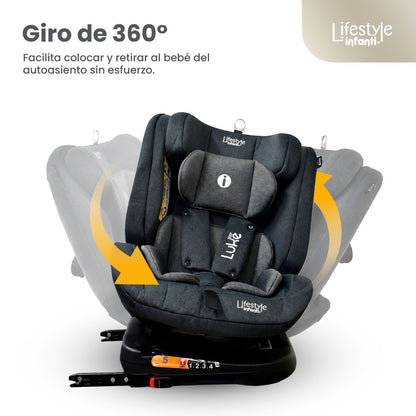 Autoasiento Luke Con Giro 360° Seguridad Isofix y 4 posiciones De Reclinación
