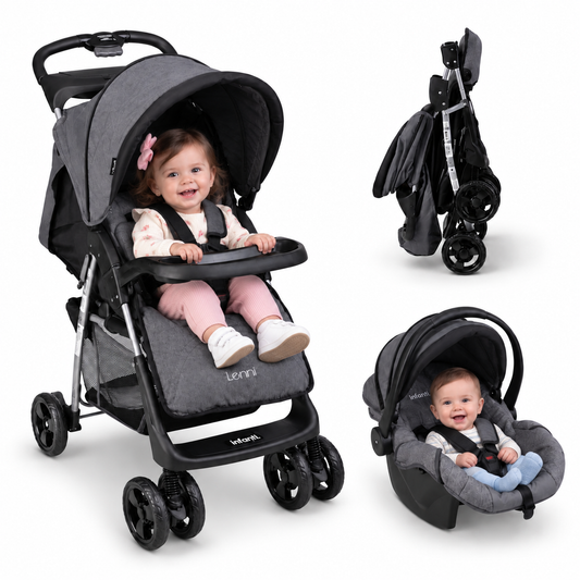 Carriola Travel System Lenni Con Portabebé y Plegado a Una Mano