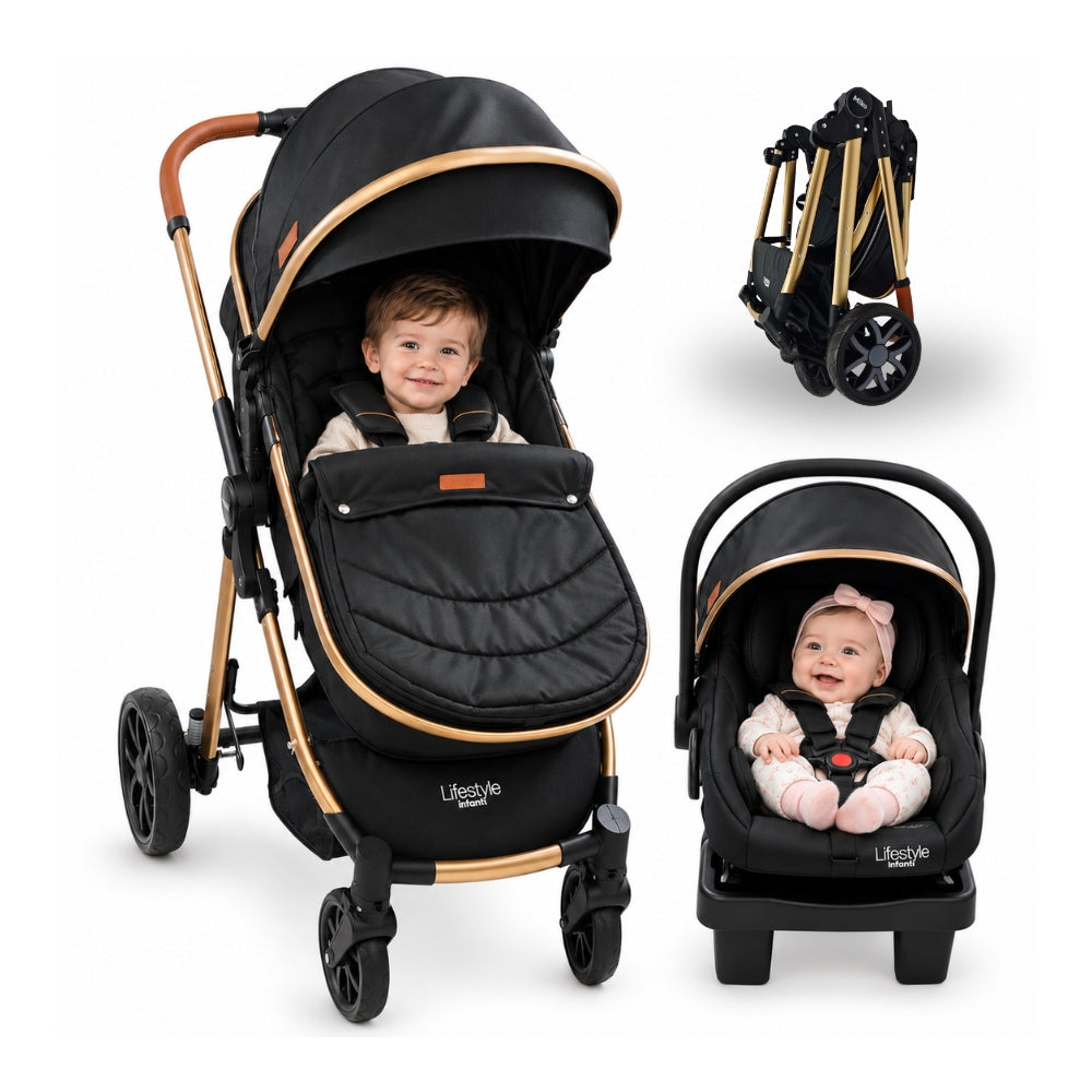 Carriola Travel System Mike Con Bambineto Reversible y Portabebé Grupo 0+