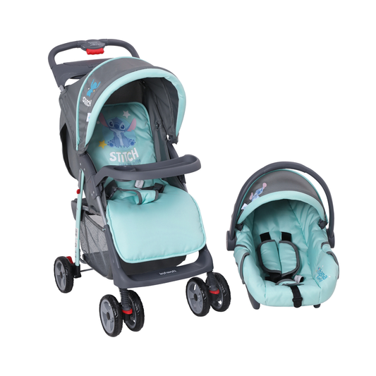 Carriola Aloha Stitch Con Sistema De Viaje Reclinación Ajustable y Arnes De Seguridad