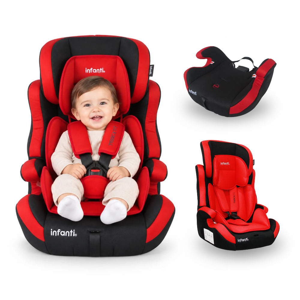 Autoasiento Track Fit Booster Con Anclaje Universal Grupo 1, 2 y 3 Arnés de 5 Puntos